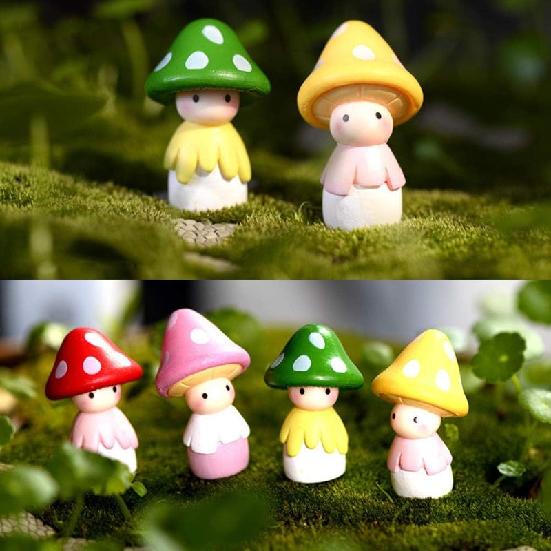 MAOMIA Fairy Mushroom Doll Figurines 4 Pcs Miniature Fairy Garden Micro Landscape Mini Dollhouse Garden Decoration Outdoor Decoration - Image 4